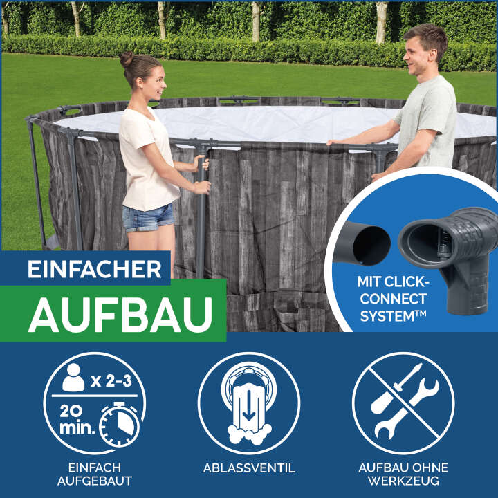 Bestway Steel Pro MAX™ Frame Pool Komplett-Set mit Filterpumpe rund 427 x 107 cm